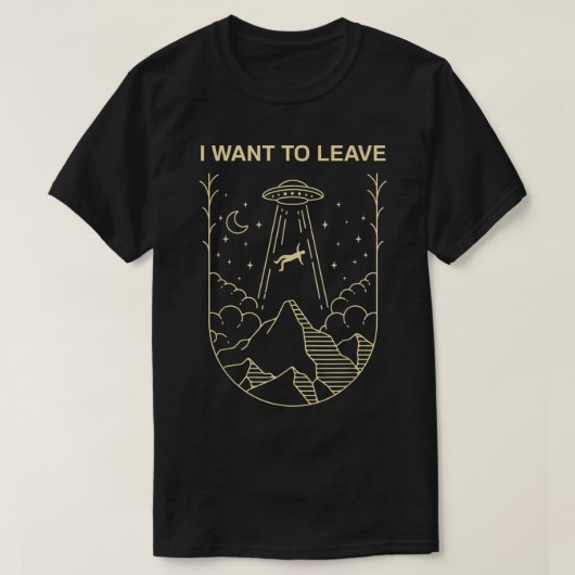 UFOデザインから立ち去りたい Tシャツ (デザイン正面)
