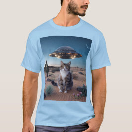UFOデザートキャットライトブルーTシャツ Tシャツ