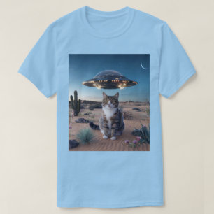 UFOデザートキャットライトブルーTシャツ Tシャツ