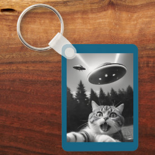 UFOドローンおもしろいキャットセルフィー キーホルダー
