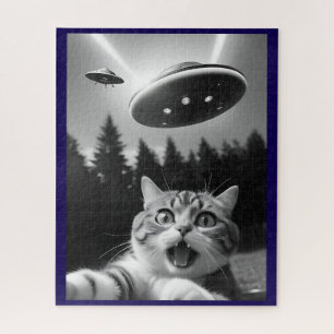 UFOドローンおもしろいキャットセルフィー ジグソーパズル