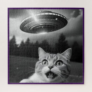 UFOドローン猫セルフィニュージャージー ジグソーパズル