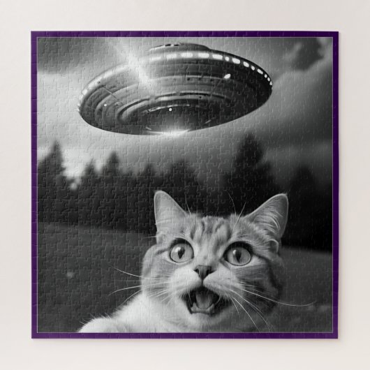 UFOドローン猫セルフィニュージャージー ジグソーパズル (縦)