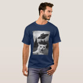 UFOニュージャージーのドローンおもしろい猫の自撮り Tシャツ (正面フル)