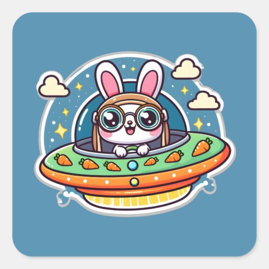 UFOハッピーウサギ スクエアシール (正面)