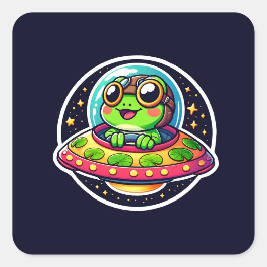 UFOハッピーカエル スクエアシール (正面)