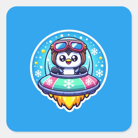 UFOハッピーペンギン スクエアシール (正面)