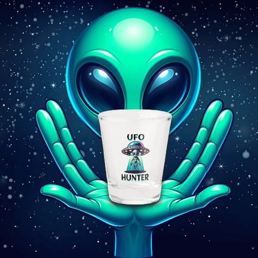 UFOハンター | UFOとエイリアンを使用したAi Art ショットグラス