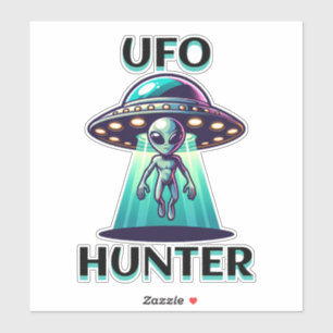 UFOハンター   UFOとエイリアンを使用したAi Art シール