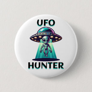 UFOハンター   UFOとエイリアンを使用したAi Art 缶バッジ