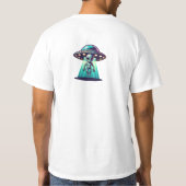 UFOハンター | UFOとエイリアンを使用したAi Art Tシャツ (裏面)