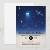 UFOビーム&サテライトスターリーナイト誕生日 招待状 (正面/裏面)