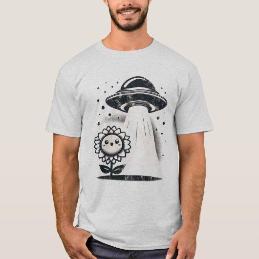 UFOフラワー - 空想的で楽しいエイリアンとの遭遇 Tシャツ (正面)