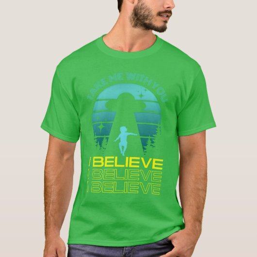 UFOプリントヴィンテージ "私は信じている" Tシャツ (正面)