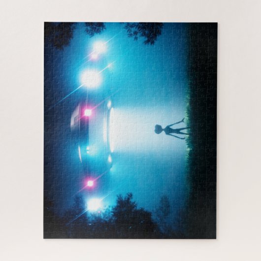 UFOホバリングエイリアンビジターETはホームSci-Fi ジグソーパズル (縦)