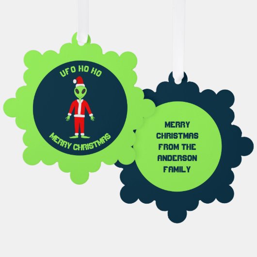 UFOホーホファークリスマスエイリアンカスタム オーナメントカード (正面/裏面)
