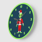 UFOホーホファークリスマスエイリアン ラージ壁時計 (傾斜)