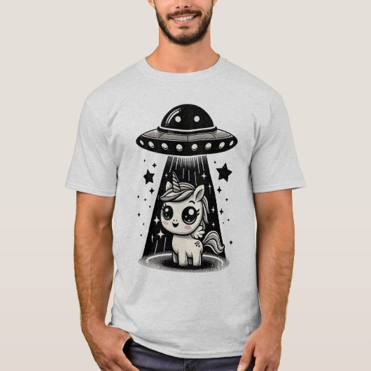 UFOユニコーン - かわいい宇宙人の遭遇 Tシャツ (正面)