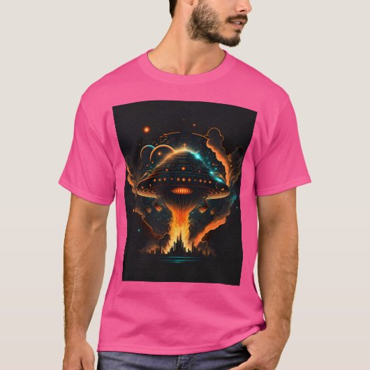 Ufoレトロ誘拐都市エイリアンSF宇宙シャツ Tシャツ (正面)