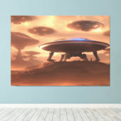 UFO侵略キャンバス印刷 キャンバスプリント (インサイチュ (ウッドフロア))