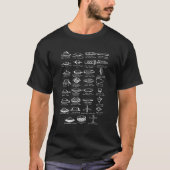 Ufo型ソーサ飛んでいるー船の識別チャート Tシャツ (正面)