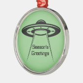 UFO宇宙エイリアンSci Fiソー飛んでいるサー メタルオーナメント (左)