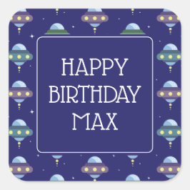 UFO宇宙誕生日パーティー スクエアシール