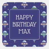 UFO宇宙誕生日パーティー スクエアシール (正面)