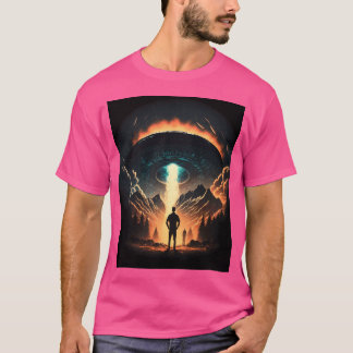Ufo拉致レトロエイリアンサイファイ宇宙シャツフライイン Tシャツ
