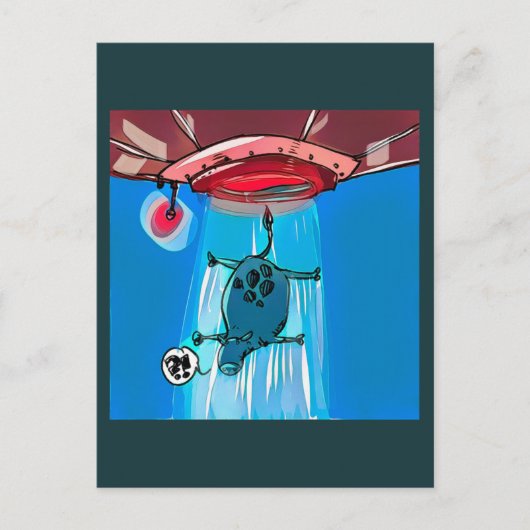 ufo拉致牛マンガスタイルおもしろいイラストレーション ポストカード (正面)