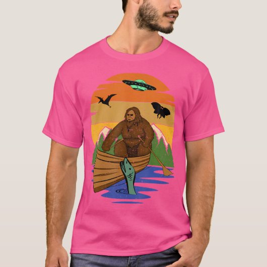 Ufo海の生き物とCryptid River Bigfoot Tシャツ (正面)