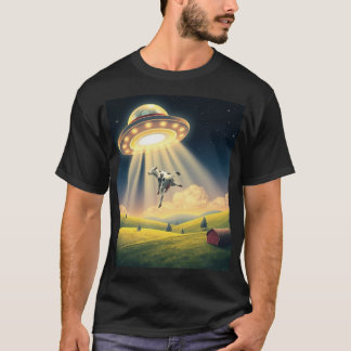 UFO牛おもしろい誘拐Tシャツ Tシャツ
