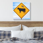 UFO牛の横断標識 キャンバスプリント (インサイチュ (寝室))
