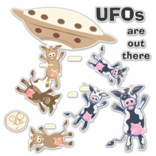 UFO牛の誘拐ユーモア シール
