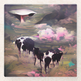 UFO牛の誘拐 ガラスコースター