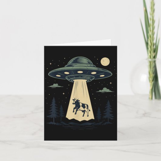 UFO牛誘拐エイリアンビーム 楽しい農場の動物 カード (正面)