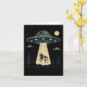 UFO牛誘拐エイリアンビーム 楽しい農場の動物 カード (黄色い花)