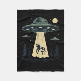 UFO牛誘拐エイリアンビーム 楽しい農場の動物 フリースブランケット