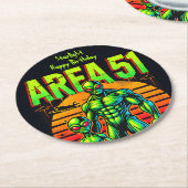 UFO白熱［赤熱］光を放つが領域51を越えて現れる ラウンドペーパーコースター (アングル)