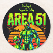 UFO白熱［赤熱］光を放つが領域51を越えて現れる ラウンドペーパーコースター (正面)