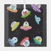 UFO船のパターン ガラスオーナメント (正面)