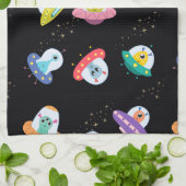 UFO船のパターン キッチンタオル (折り畳み)