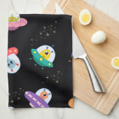 UFO船のパターン キッチンタオル (四つ折り)