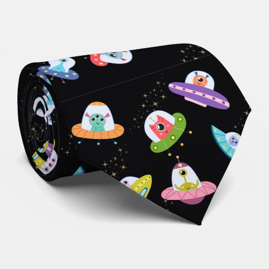 UFO船のパターン ネクタイ (ロール)