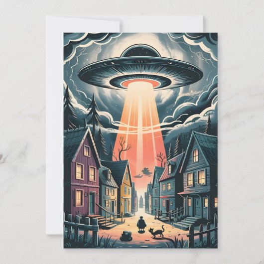 UFO誘拐の夜の街のイラスト シーズンカード (正面)