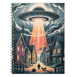 UFO誘拐の夜の街のイラスト ノートブック