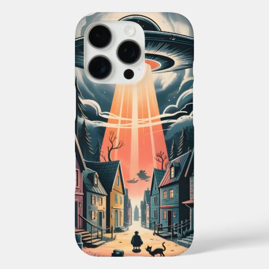 UFO誘拐の夜の街のイラスト Case-Mate iPhoneケース (裏面)