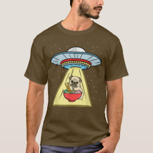 Ufo誘拐用パグ食べラーメン Tシャツ