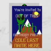 UFO -エイリアン誕生日招待状 招待状 (正面/裏面)