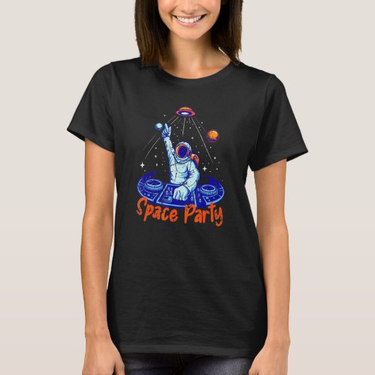 Ufo -動揺して宇宙パーティー宇宙飛行士デザイン tシャツ (正面)